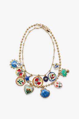 PACK OF 2 NECKLACES WITH PALM TREE AND RESIN FLOWERS - Zara фото 2