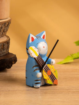 Сувенир «Кот с контрабасом», 4×5×8 см, дерево, МИКС