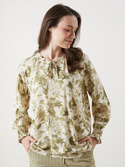 Ba?lamal? Yaka Desenli Bluz