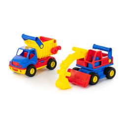 КонсТрак, автомобиль-самосвал + КонсТрак, экскаватор колёсный (в сеточке) - Полесье фото 6