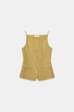CHALECO SATINADO EFECTO ARRUGADO / Dorado - Zara фото 6