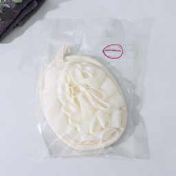 Цена за 2 шт. Мочалка для тела массажная со скрабером Доляна «Афродита», 11×16 см, бежевая