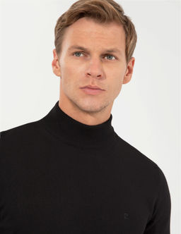 Siyah Slim Fit Yar_m Bal_k__ Yaka Basic Triko Kazak - Pierre cardin фото 2