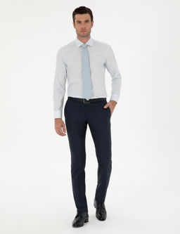 Голубая классическая хлопковая рубашка приталенного кроя - Cacharel фото 4