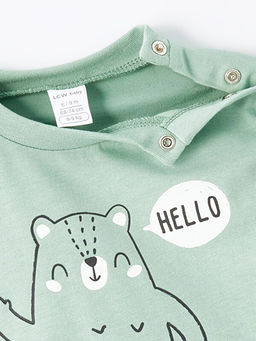 Bisiklet Yaka Uzun Kollu Bask?l? Erkek Bebek Sweatshirt