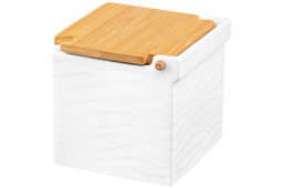 Банка для сыпучих продуктов 800 мл 11,5*11*11,5 см Айсберг волны + ложка + откидная бамбук.крышка - Elan gallery фото 12