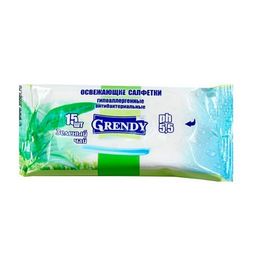 ГРЕНДИ влажн.салфетки (15шт) Зеленый чай (110шт/кор)