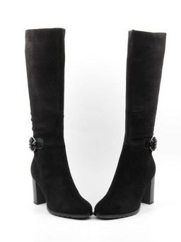 02-A362-15BM-2 BLACK Сапоги женские (натуральная замша, натуральный мех (еврозима)) - Фабричный китай фото 14