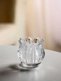 Цена за 2шт. Стеклянный подсвечник на 1 свечу Подснежник, прозрачный, 7?7?7 см