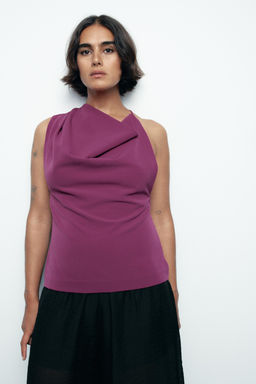 ASYMMETRIC CREPE BUCKLE TOP - Zara фото 3