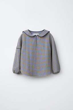 CAMISA CUELLO BOBO CUADROS / Crudo / Azul - Zara фото 3