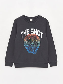 Bisiklet Yaka Bask?l? Uzun Kollu Erkek ?ocuk Ti??rt