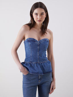 Straplez Yaka Jean Bluz