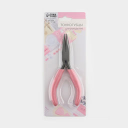 Тонкогубцы изогнутые, для рукоделия, 13×6.5 см, цвет серебряный/розовый