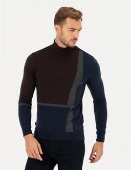Kahverengi Slim Fit Bal_k__ Yaka Triko Kazak - Pierre cardin фото 2