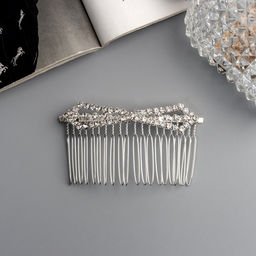 Цена за 2 шт. Гребень для волос QF «Медея», бант углы, 8×4 см, серебро