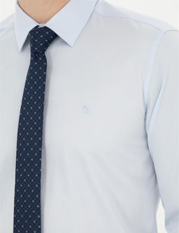 A__k Mavi Slim Fit Uzun Kollu Basic G_mlek