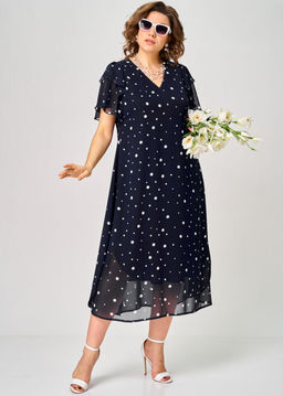 Платье EVA GRANT 7116 синий горох