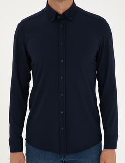 Lacivert Slim Fit Uzun Kollu G_mlek