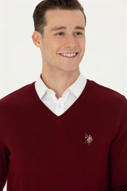 U. S. Polo Assn Мужской бордово-красный базовый свитер - U.s. polo assn фото 9