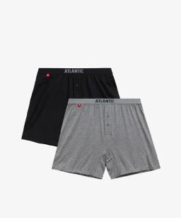 ATLANTIC 2MBX-025 Трусы боксеры Solid - набор 2 шт. черный + серый меланж
