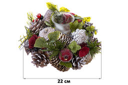 Новогоднее украшение подсвечник 22*22*11 см Снежная фантазия на 1 свечу круг - Elan gallery фото 2