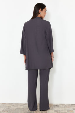 Fume Relaxed/Rahat Kesim Orme Kimona Pantolon Alt-Ust Tak?m TWOSS24AU00091