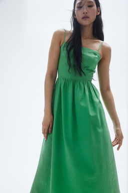 Vestido midi en mezcla de lino - H&m фото 2