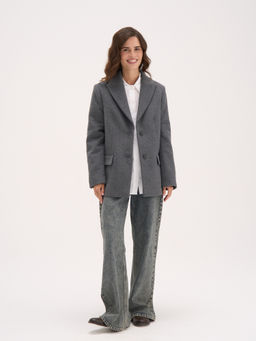 Пальто укороченное из смесовой шерсти Графит женское