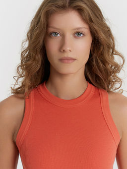 Топ женский оранжевый в рубчик - Mark formelle фото 4