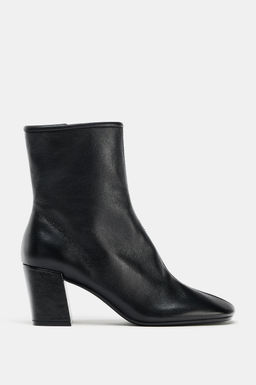 LEATHER BLOCK HEEL ANKLE BOOTS - Zara фото 2