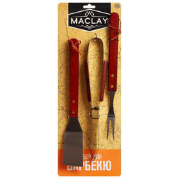 Набор для барбекю Maclay: лопатка, щипцы, вилка, 35 см  фото 3