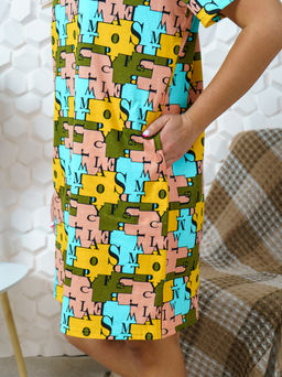 858 Туника "горчичные пазлы"