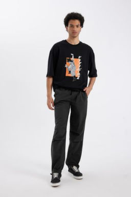 Antrasit Pantolon Wide Leg Parasut Beli Bagc?kl? Genis Bol Paca