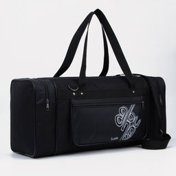 Сумка дорожная, 3 отдела на молниях, наружный карман, длинный ремень, чёрная