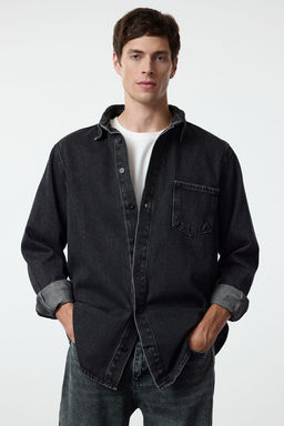 TRENDYOL MAN Antrasit %100 Pamuk Regular Fit Denim Kot Gomlek Ceket TMNAW25CE00001 - Trendyolmilla фото 8