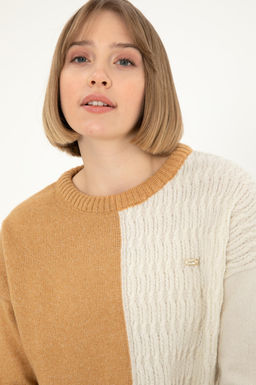 Женский свитер светло-коричневого цвета с круглым вырезом меланжевого цвета Неожиданная скидка в корзине - U.s. polo assn фото 2