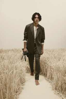 DOUBLE-BREASTED 100% LINEN SUIT BLAZER - Zara фото 9