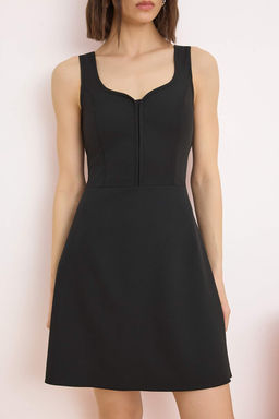 Siyah A Kesim K?sa Esnek Dokuma Elbise TWOSS26EL00292