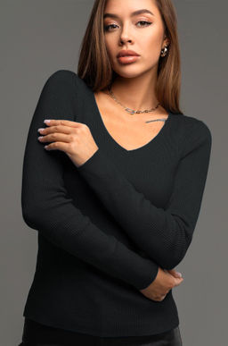 Женский джемпер в рубчик с V-вырезом Happyfox - Happy fox фото 7