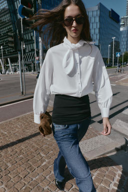 POPLIN SHIRT WITH BOW - Zara фото 4
