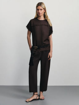 Брюки-джоггеры с вискозой и льном в составе / Zarina