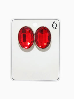 Клипсы Вечеринка овалы, цвет красный в серебре