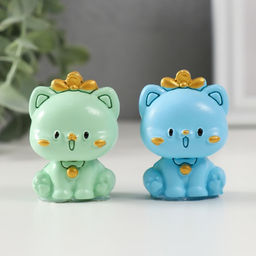 Цена за 4 шт. Фигурка полистоун «Кошечка с золотым колокольчиком», 2×3×5 см, МИКС