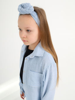 Рубашка-хенли Лен, голубой меланж - Inzibe фото 3