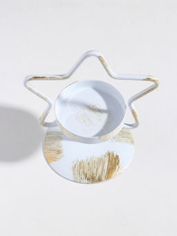 Подсвечник на 1 свечу «Звезда», металл, белый с патиной, d=5 см, 9.4×7×11.7 см