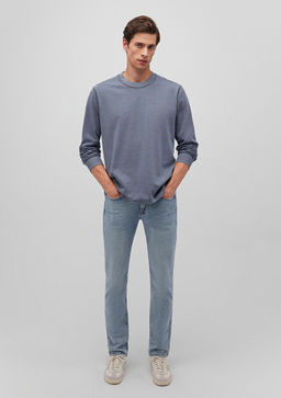 Uzun Kollu Mavi Tisort