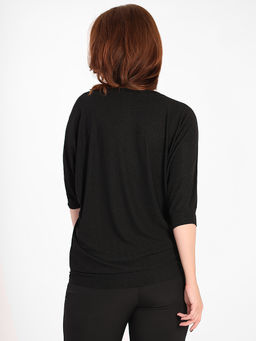 Блузка трикотажная с люрексовой нитью черная - Almond фото 2