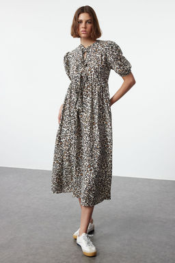 Trendyolmilla Cok Renkli Animal A-line Maxi Dokuma Elbise TWOSS24EL01140