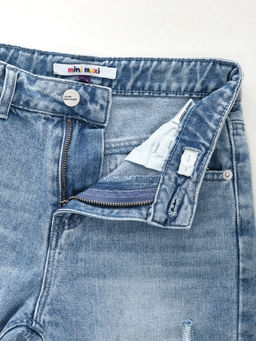 Джинсы синие для девочки 33-1062 синий - Mini maxi фото 3